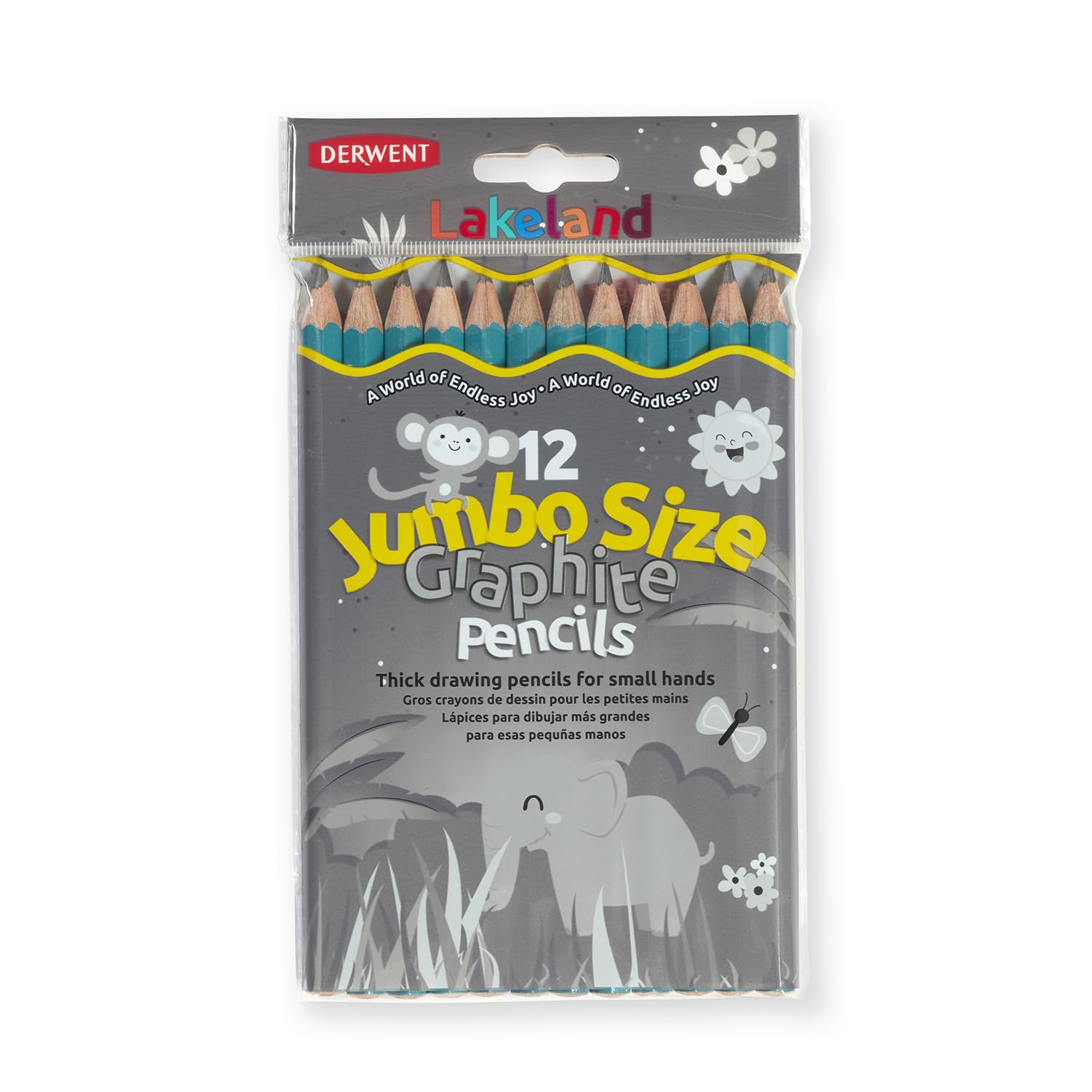 Derwent Lakeland Jumbo Drawing Pencils for Kids - Pack of 12 Graphite HB Pencils, Kids Drawing Pencils for Arts and Crafts