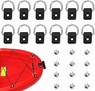 Yeemeen 12PCS Kayak Rigging D Rings Kayak Accessories Safety Tie Down Loop Deck Fitting Accessories with M6 Screws Safety Kayak D Rings Outfitting for Canoe Kayak Boat Fishing Sailing, Stainless Steel