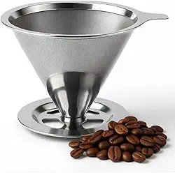 Coador de Café 103 Filtro Inox Reutilizável Peneira de Aço Durável e Sustentável, Sem Uso de Papel, Econômico e Ecológico, Fácil de Usar e Limpar, Preserva o Sabor Natural do Café- Linha Prime