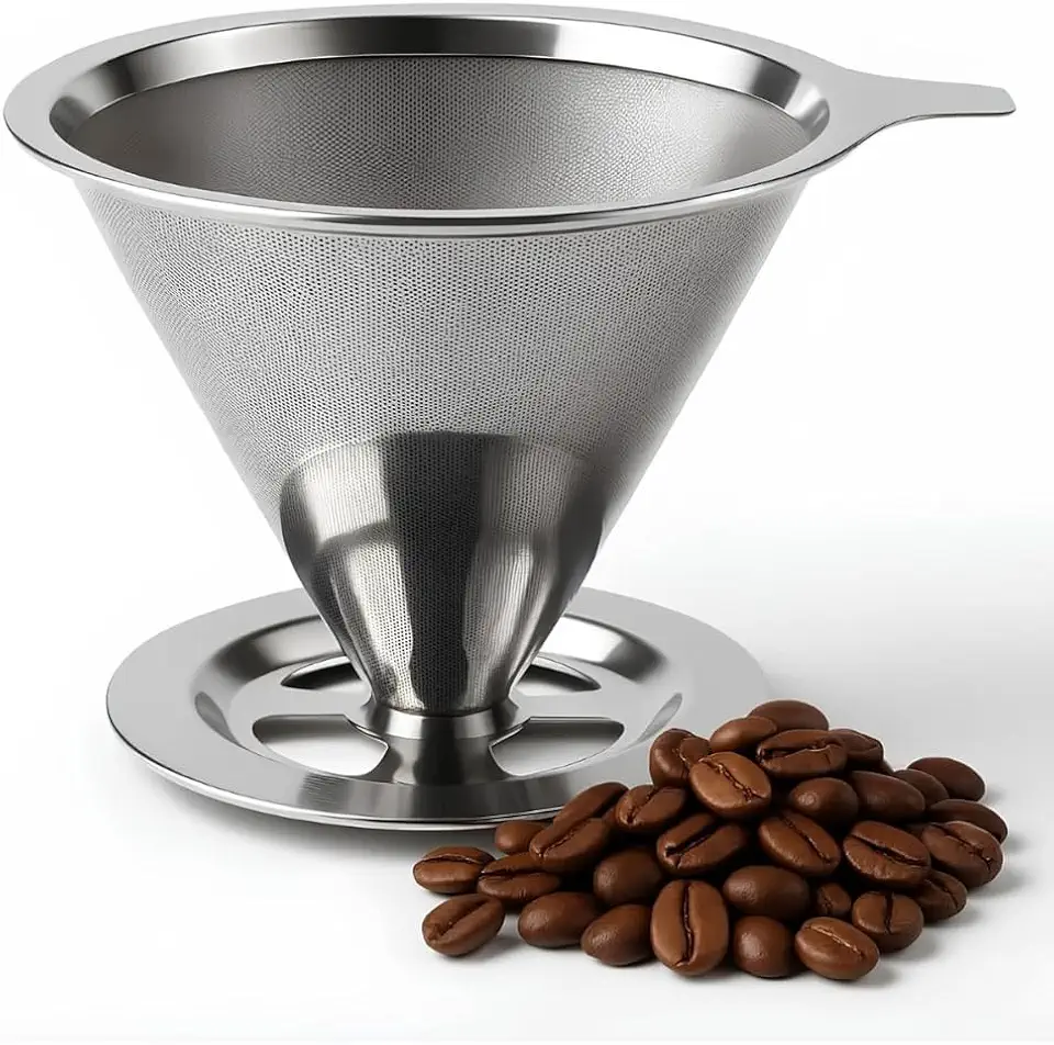 Coador de Café 103 Filtro Inox Reutilizável Peneira de Aço Durável e Sustentável, Sem Uso de Papel, Econômico e Ecológico, Fácil de Usar e Limpar, Preserva o Sabor Natural do Café- Linha Prime