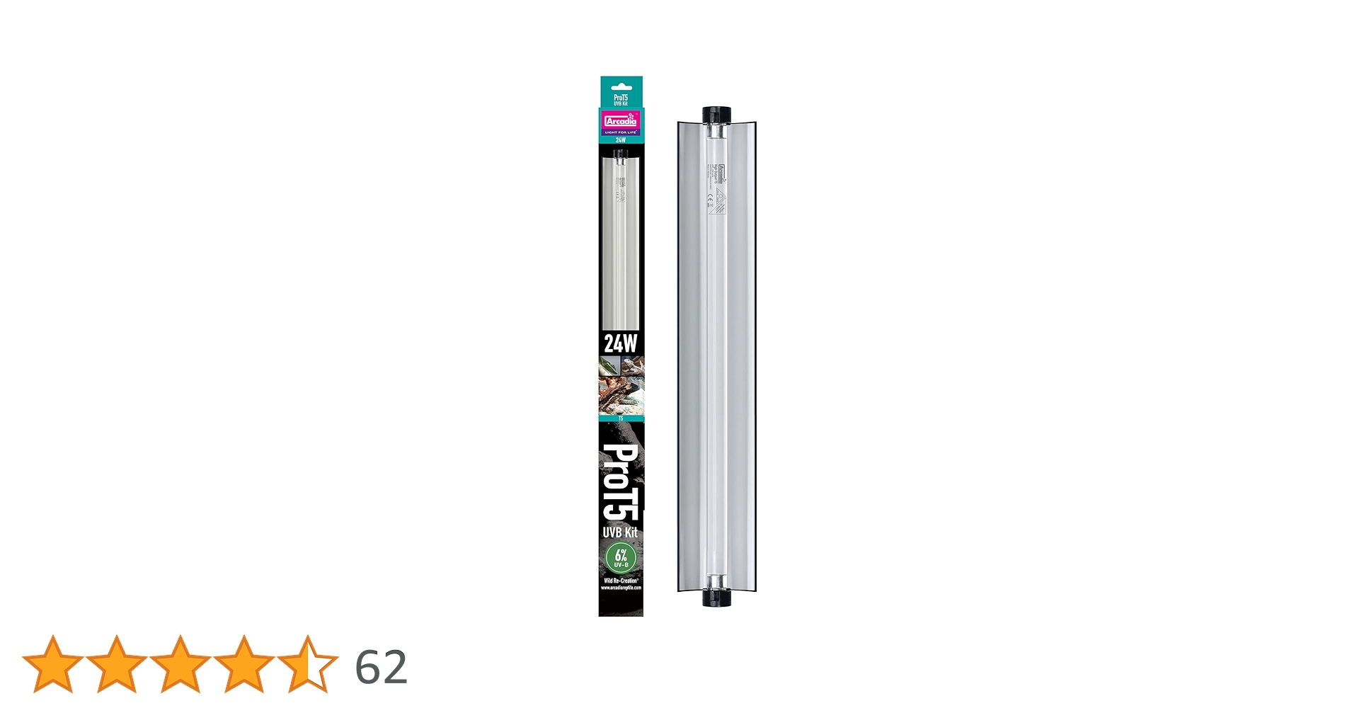 ペット照明 Arcadia Reptile Pro T5 UVB 24W 爬虫類 Arcadia Reptile Pro T5 UVB Kit, Desert, 12% UV-B, 24 Watts
