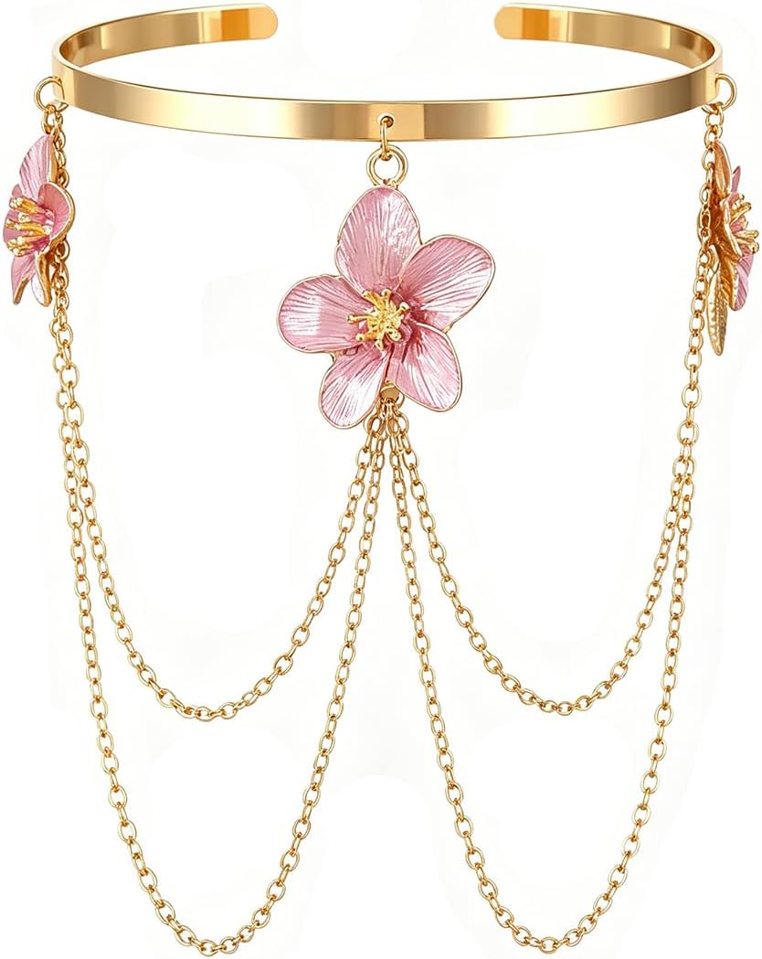 Adjustable Gold Floral Multi-Layer Chain Upper Arm Cuff