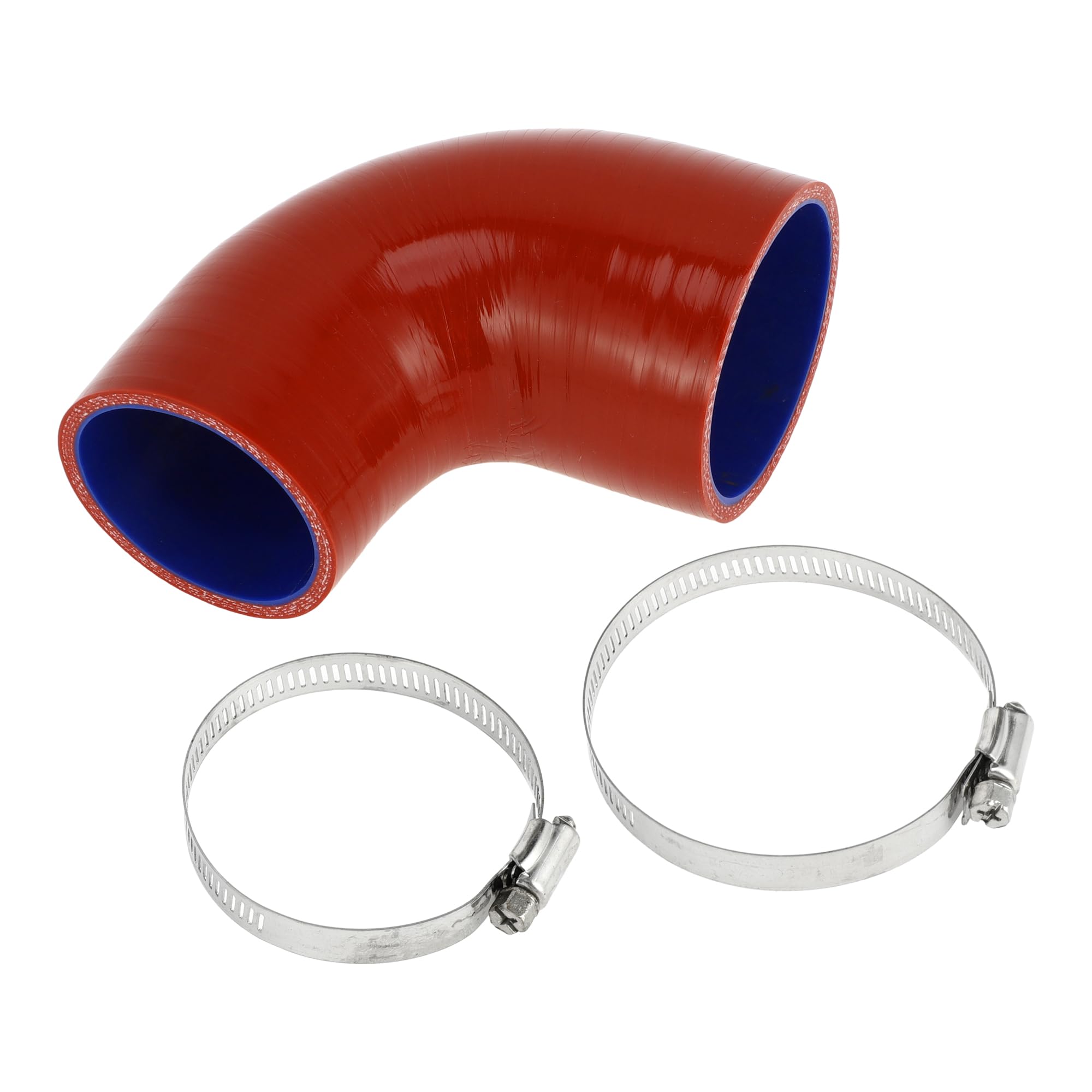 X AUTOHAUX 1 Set 60mm/2.36"-70mm/2.76" ID 90mm/3.54" Length 90° Red Blue Car Silicone Hose with Clamps Coolant Hose Universal