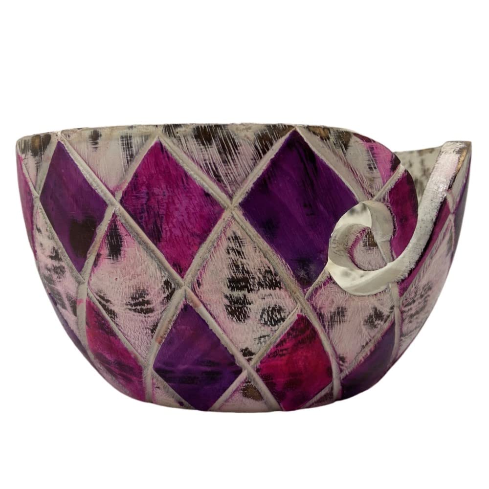 Splendid Look Attractive Design Multicolor Handmade Wooden Yarn Storage Knitting Crocheting Bowl Lovely Decor Yet Functional Yarn Dispenser