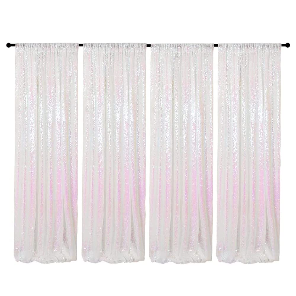 Lot de 4 Rideaux à Paillettes irisées pour Mariage, Anniversaire, fête de Mariage, décoration de fête, 61 x 240 cm
