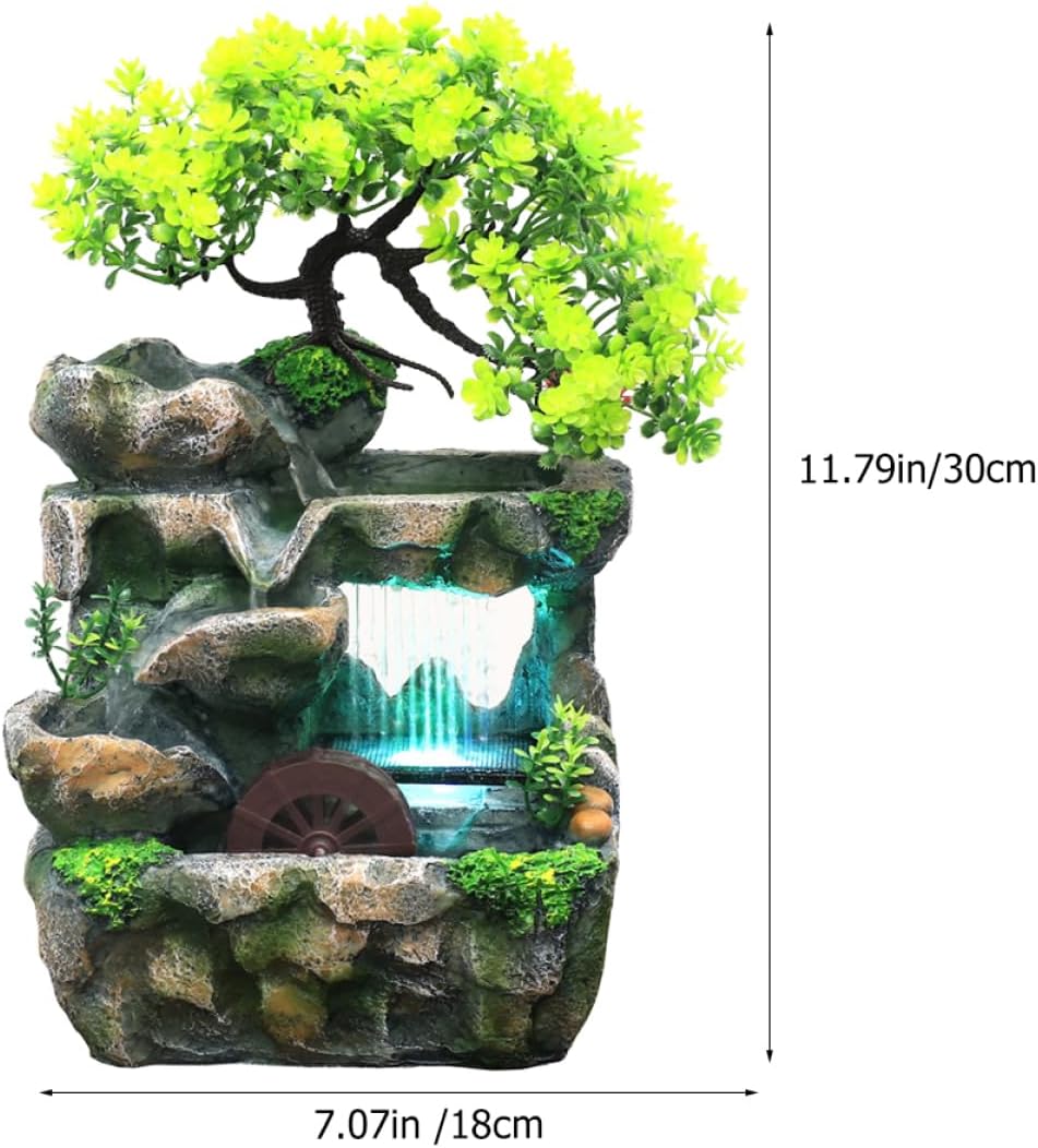 Decorative Tabletop Fountain Waterfall Small Indoor Water Feature Zen Decor for Home and Office