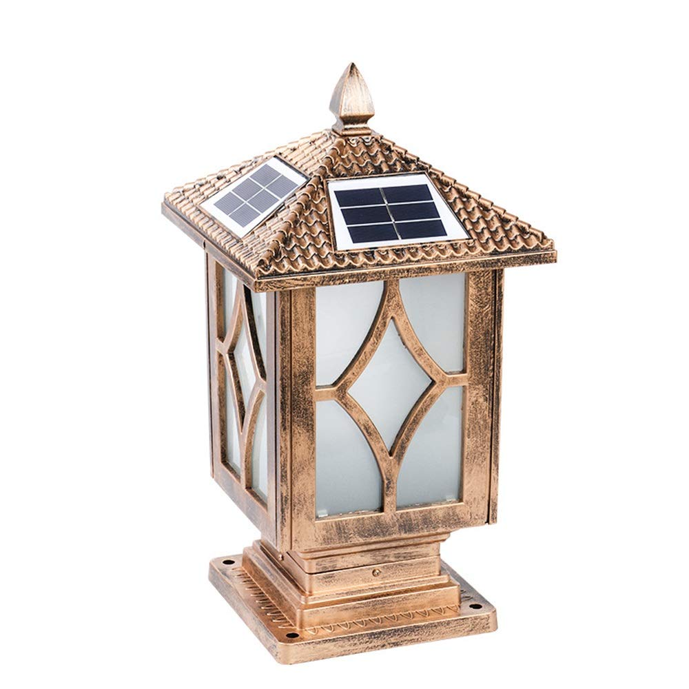 VDOQTLJT Outdoor Street Lights lamp Pillar Waterproof Solar Wall Retro Garden Column Headlights e