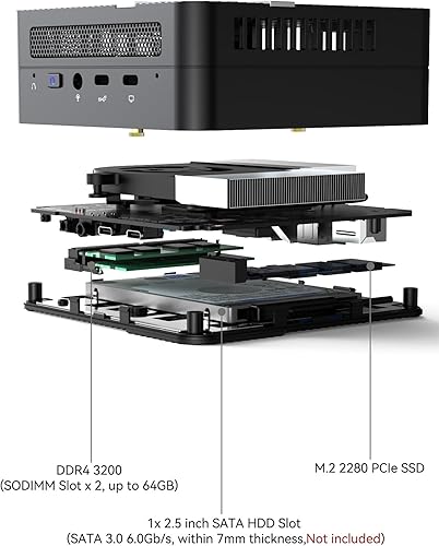 Miniatura 5 de MINISFORUM Venus Series UM773 Lite Mini PC AMD Ryzen 7 7735HS Windows 11 Pro Micro PC, DDR5 32G RAM + 512G PCIe SSD, 2X HDMI (4K), 1x USB 4(8K)