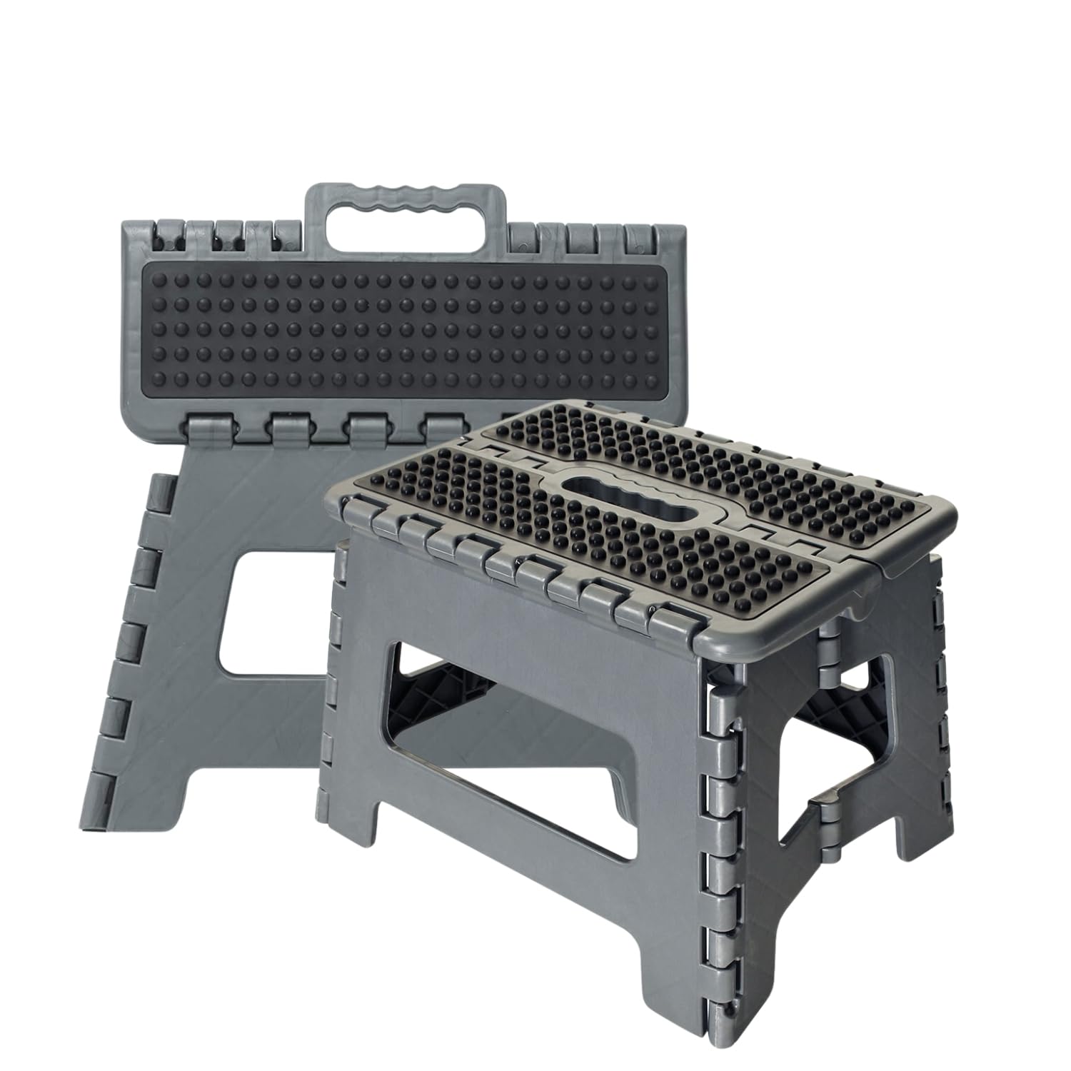 Homeshopa.com Grey Homeshopa Folding Step Stool 9" Strong Compact Plastic Non Slip Foldable Stool For Kids & Adults, Multi Purpose Easy Carry Anti Slip Poratble Stool For Home, Bathroom, Kitchen Camping Traveling