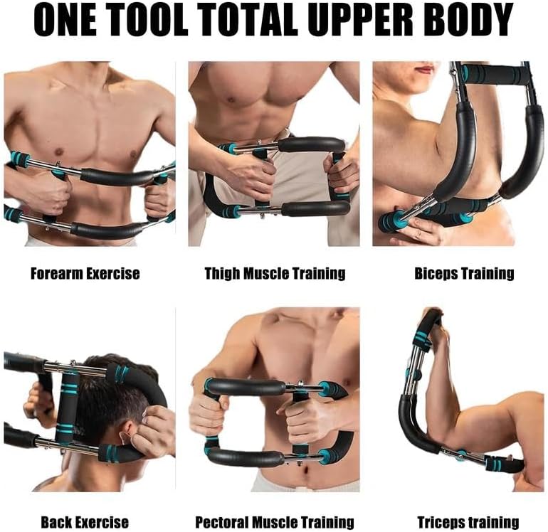 Adjustable Twister Arm Trainer 40–130 lbs, Chest and Arm Workout Equipment for Men & Women, Home Gym Strength Training Bar with 3 Resistance Levels, Ergonomic Design & Non-Slip Handles