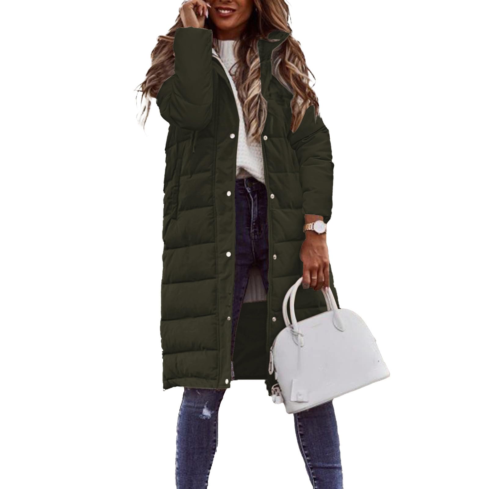 Generisch Chaqueta larga para mujer, chaleco de plumón con capucha, chaleco largo sin mangas, chaleco acolchado largo, chaqueta ligera de invierno, chaqueta de plumón, chaqueta amortiguadora para