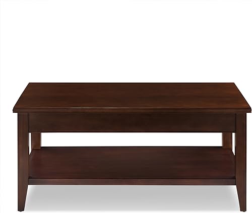 Miniatura 6 de Leick Home 10504 Laurent Mesa de Centro de Dos Cajones con Estante, Cereza Chocolate