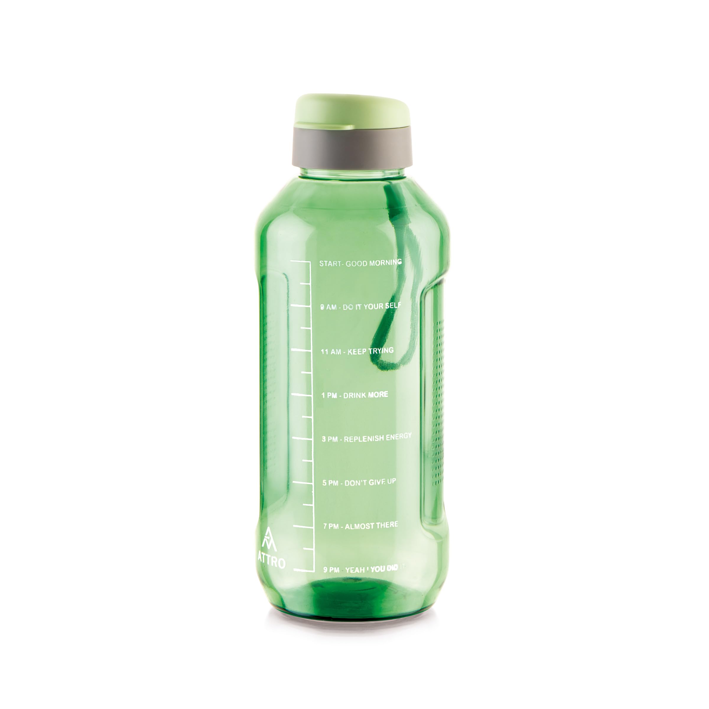 ATTRO Ultra Pro Motivational 1.5 L BPA-Free Water Bottle with Leak-Proof Flip-Top Cap, Nylon Strap and Stylish Color for Daily Hydration- Mint Green, Plastic