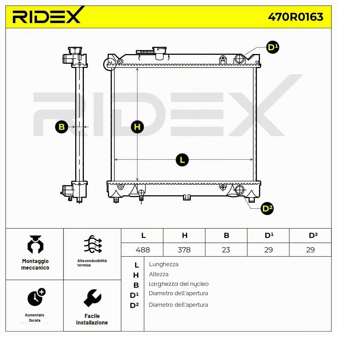 RIDEX 470R0163 Radiatore motore Compatibilità con SUZUKI Vitara SUV ET, TA, TD Benzina Diesel
