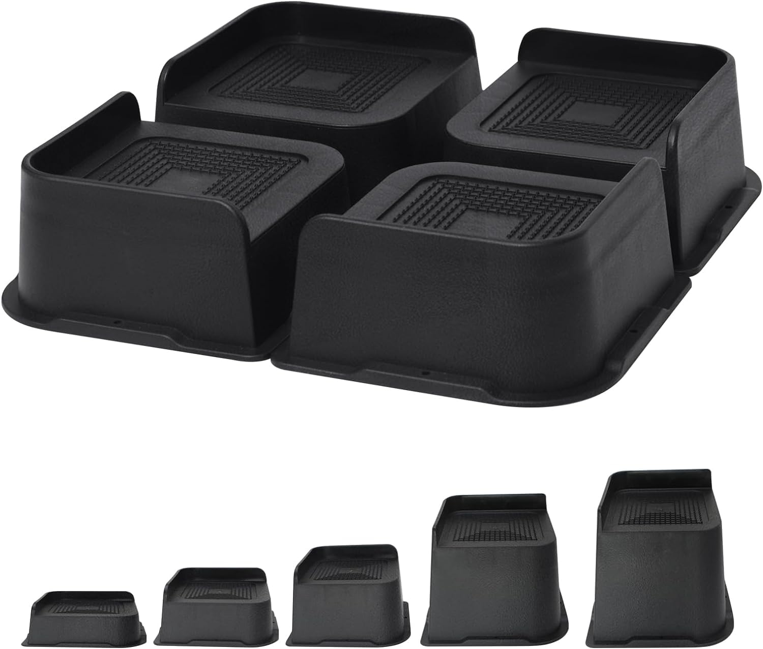 MYMULIKE Lot De 4 Rehausseurs De Lit De 7,6 Cm, Blocs De Levage De Lit Pour Dortoir, Peut Supporter Jusqu'à 907 Kg