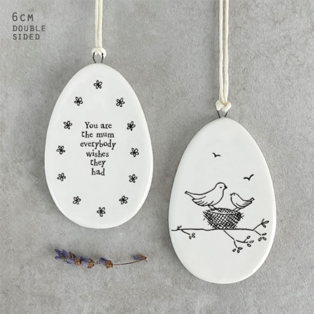 East Of India White Porcelain Hanger For Mum, Mummy Mother Mom Hanging Porcelain Gift, Home Decoration, Gift For Her, Thank You Keepsake