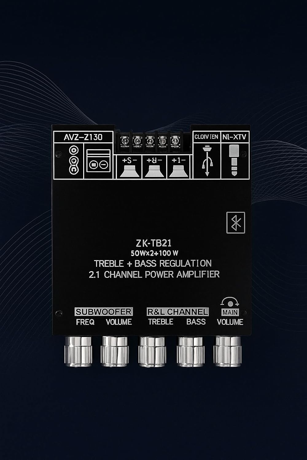 ZK TB21 Amplifier Board with control knobs and connection ports
