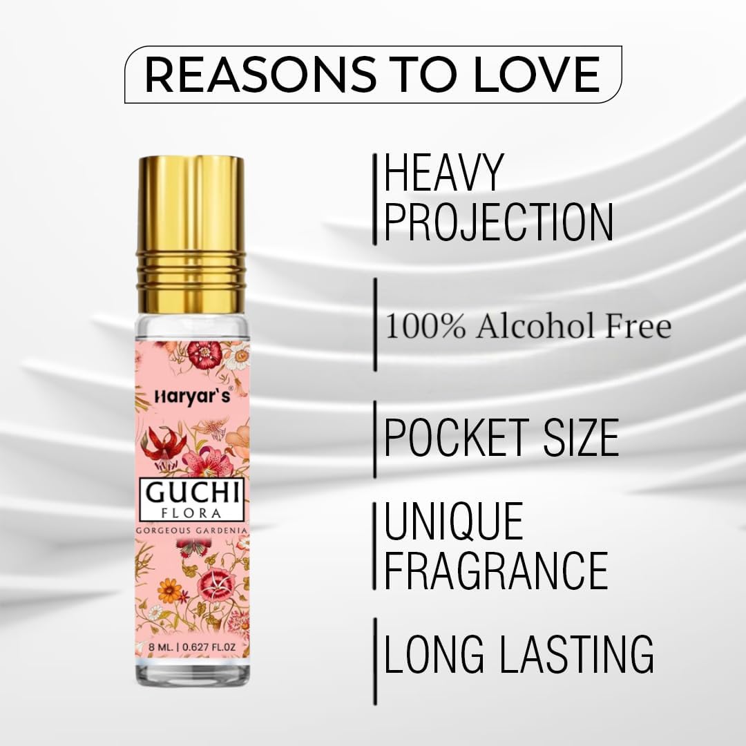 Haryar's Gucchi flora attarfor Men & Women – Luxurious Romantic Perfume with Long-Lasting Fragrance, 08ml – Sensual & Elegant Scent for Special Occasions (Gucii Flora) - Image 5 thumbnail