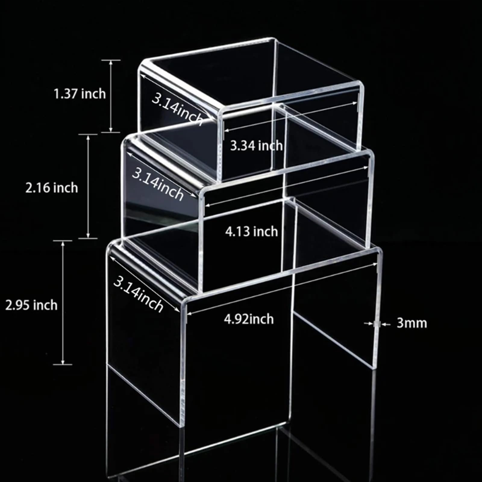 Estante de exhibición Transparente con 3 escalones de tamaño for exhibidores de Figuras, envío Directo para Buffet