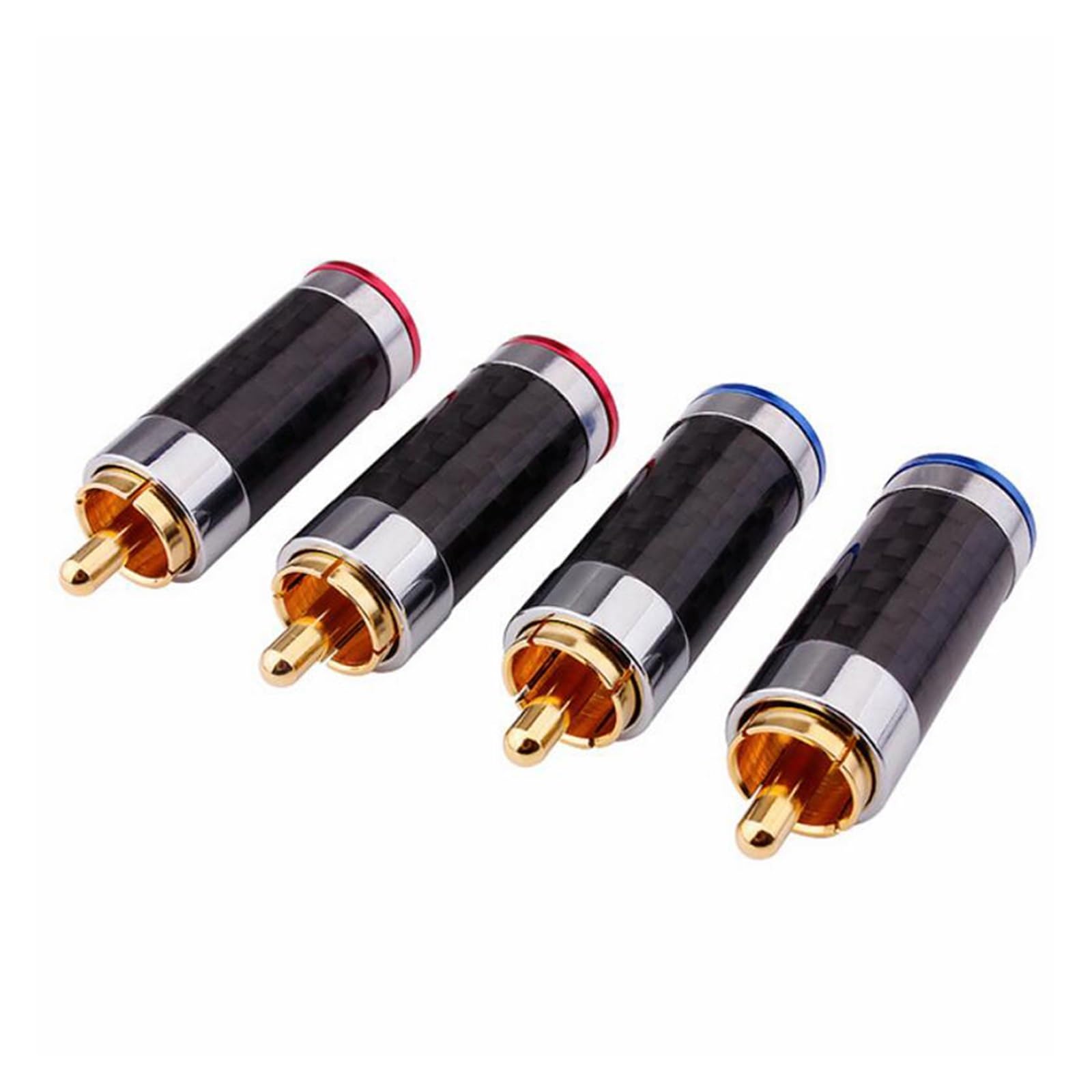 Wtyk głośnikowy bananowy, wtyki kablowe b HiFi 4pcs Carbon Fiber Gold Plated Plug Interconnects Cable Connector(6mmm)