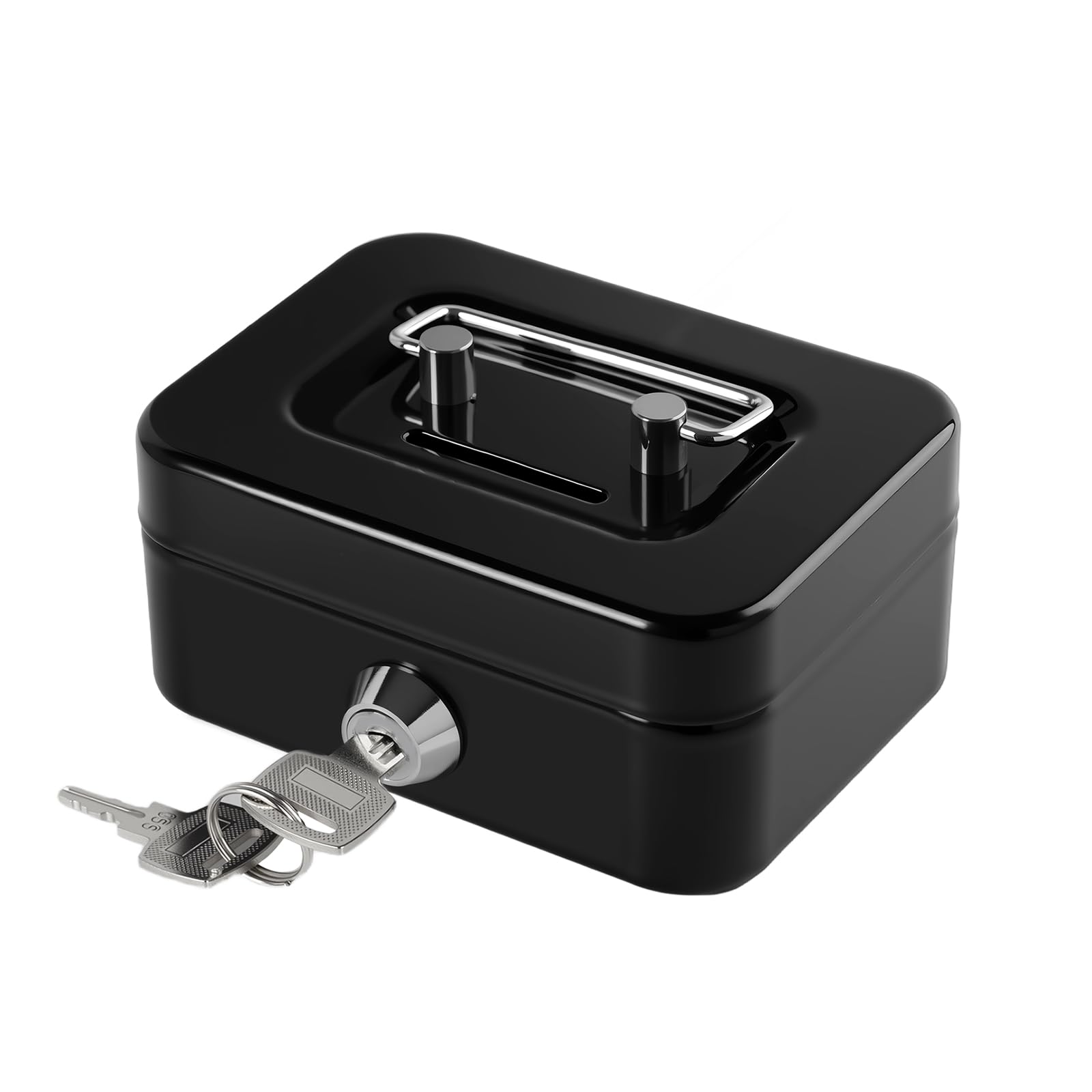 Cash Box with Key, Mini Money Box with key, Portable Money Tin for Home, Office and Events, 11.5 * 8.5 * 6cm(Black-mini) — image 1