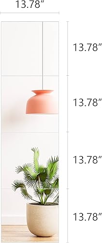 Miniatura 2 de ZENY Espejo de pared de longitud completa, 14 pulgadas x 4 piezas, espejo de vidrio sin marco, espejo de cuerpo completo para dormitorio, baño, sala
