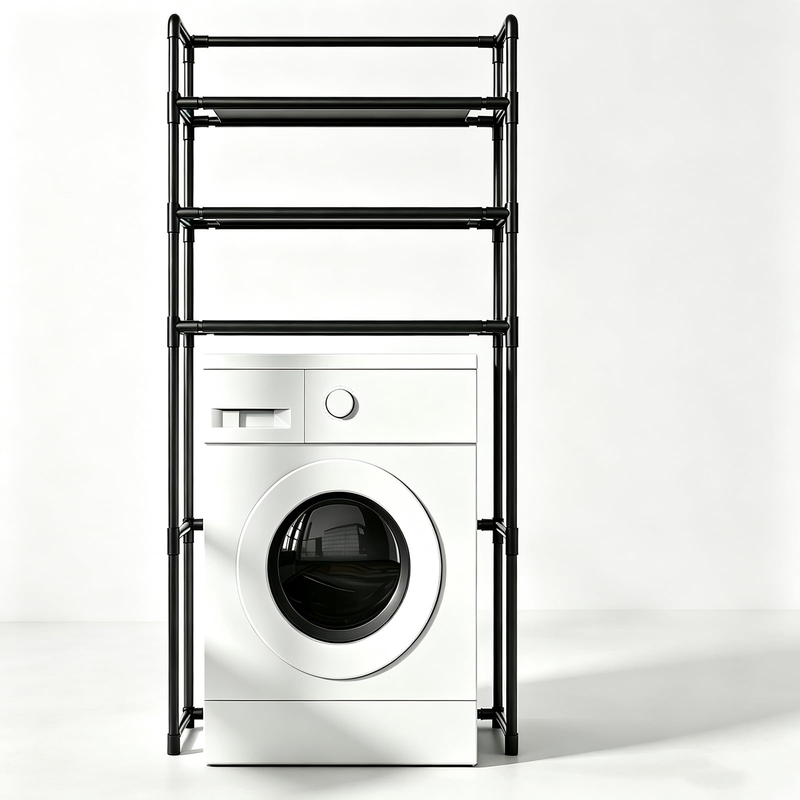 Estantería Ancha 3 Niveles sobre Lavadora, Estructura Metal Blanco