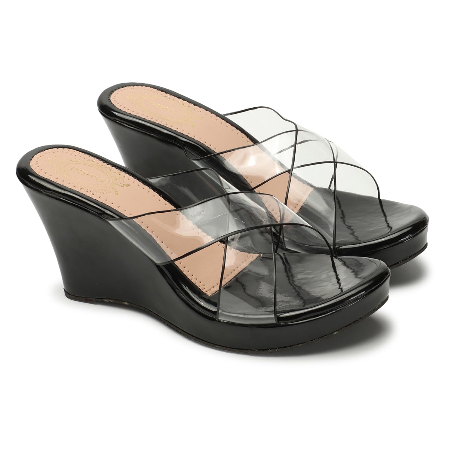 DIPYO Fancy Casual Transparent Platform Wedges Heel Sandal For Women & Girls | (Black, 37) (B0CHKTLLFW) Amazon Price History, Amazon Price Tracker