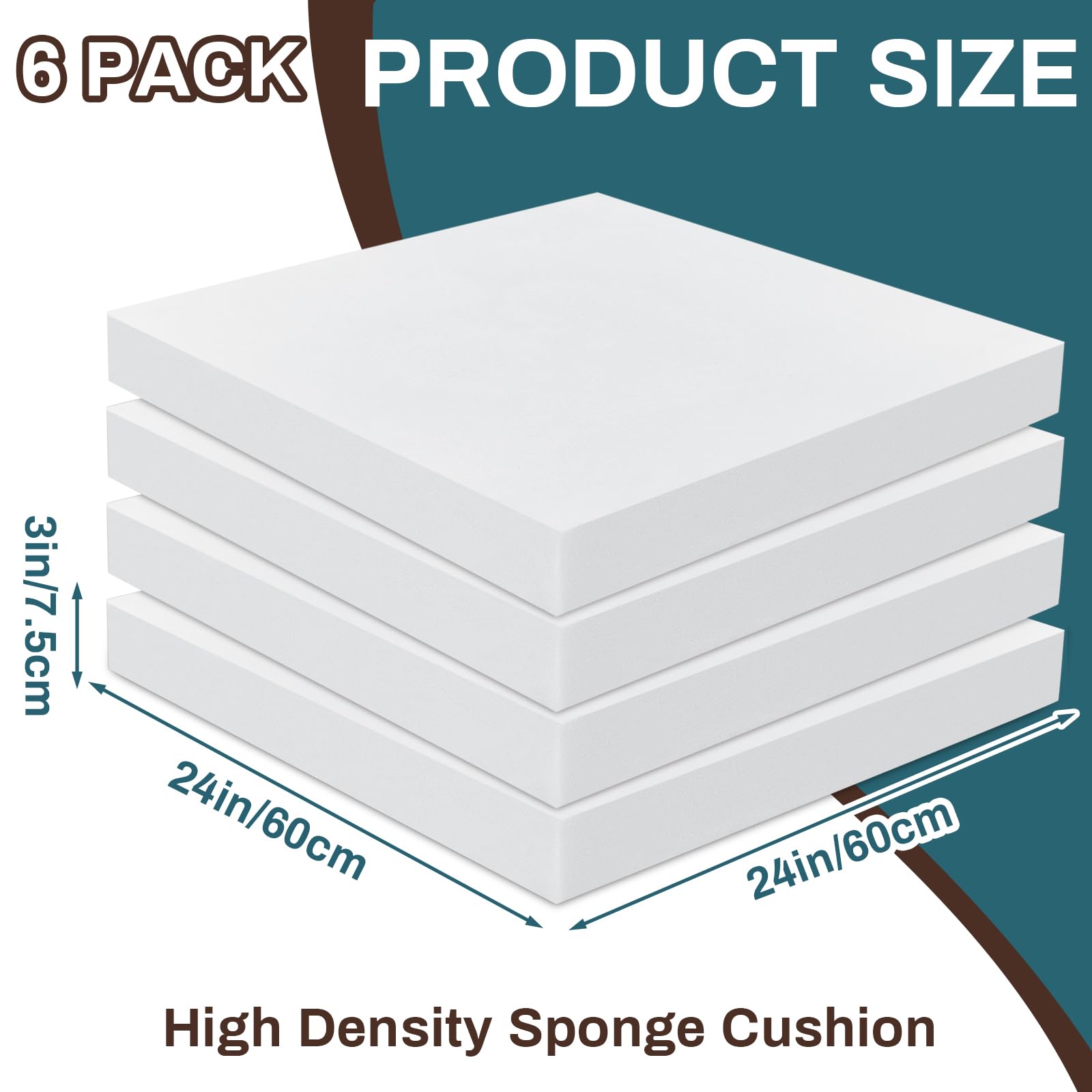 Condition photo showing New/Like New for frienda 3 pack 3" x 24" x 24" upholstery high density foam cushion seat replacement square cut to size foam couch for patio furniture commercial dinning chair couches benches padding diy projects