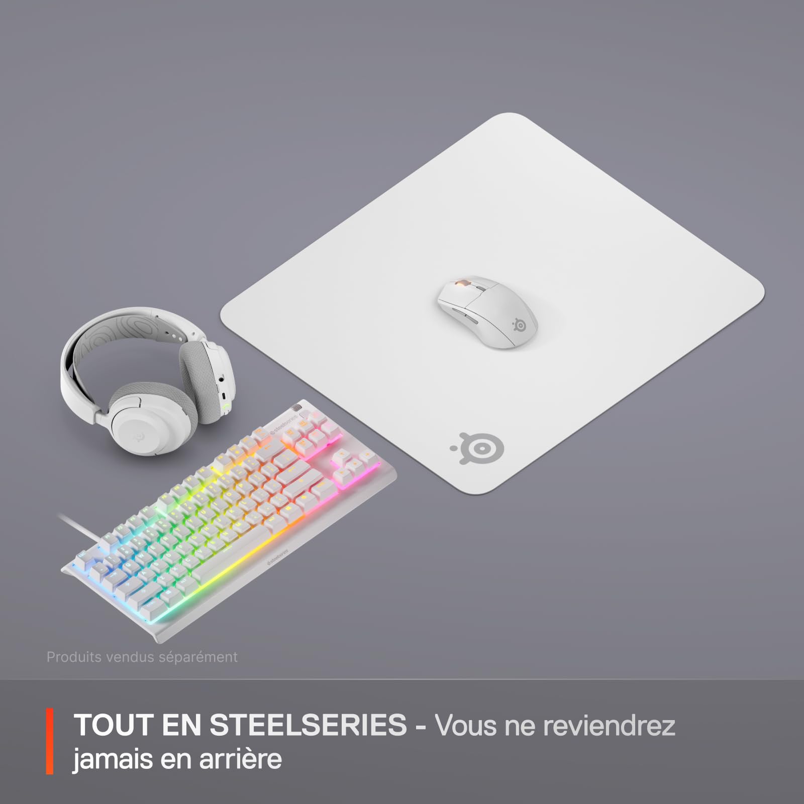SteelSeries Tapis QcK Grand - Blanc - Base antidérapante en Caoutchouc - Suivi et stabilité de Pointe - Optimisé pour capteurs Gaming - 450 mm x 400 mm - FPS, MOBAs, RTS, MMO