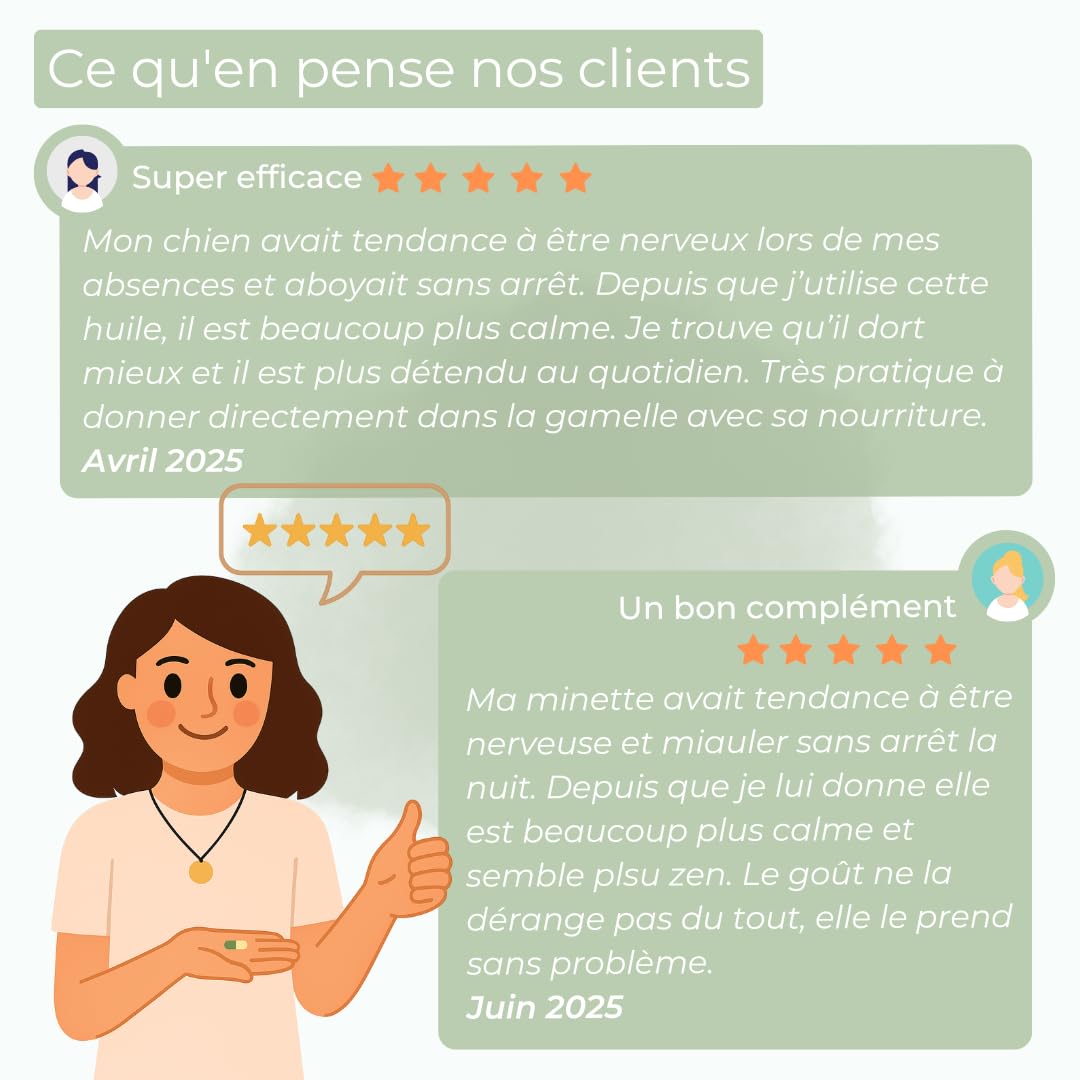 TEROSMOSE • Huile de Chanvre Premium pour Chiens & Chats - 100% Naturelle & Pure - Soutien Sérénité, Stress & Relaxation - Beauté du Pelage & Confort Cutané - Fabriqué en France