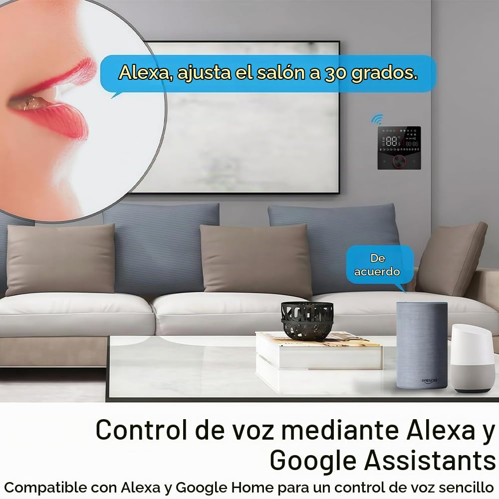 Wi-Fi Programable Termostato para Caldera Calefacción | Serie 009 con Pantalla Táctil Control Remoto desde Teléfono Móvil, Compatible con Alexa, Google Home e IFTTT