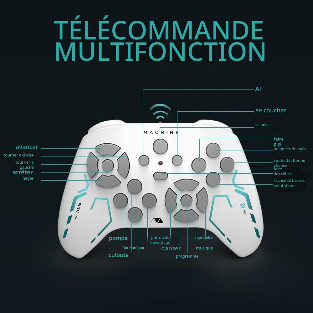Robot chien télécommandé intelligent avec tour de protection, contrôle par application, programmable, dansant