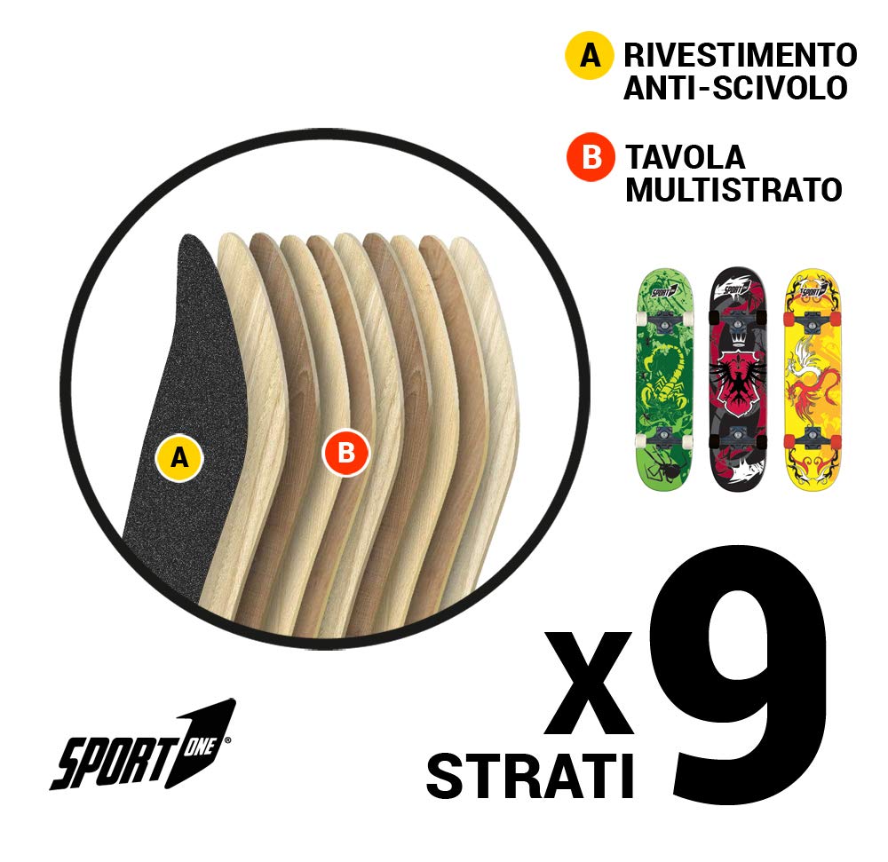 Skateboard bambino Skateboard adulto professionale ragazzo cruiser bambini skate ragazza carver skateboard penny board (ORION VERDE)