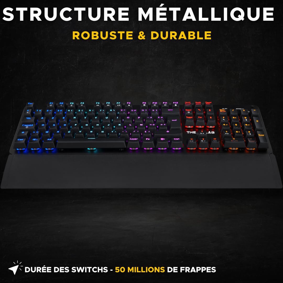 The G-Lab Keyz Carbon Ex - Clavier Mécanique Azerty Switch Bleu - Clavier Gaming Rétroéclairage LED RGB, Anti-ghosting Total, 12 Touches multimedias - PC/PS5/Xbox - New (Keyz Carbon Ex)