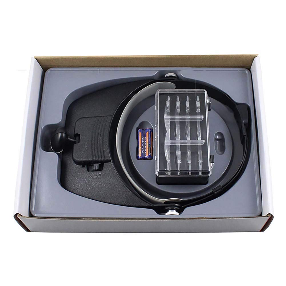1.2X 1.8X 2X 2.5X 3.5X Lupa de Lupa para joyeros con Montaje en la Cabeza, Lupa de joyería de 5 Lentes con 2 Luces LED, Lupas de joyería de Lupa para Gemas, Monedas