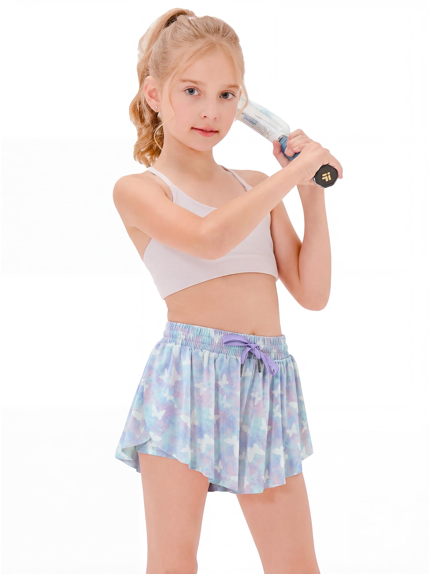 Stelle Girls Butterfly Shorts with Pockets Athletic Running Sports Skirt