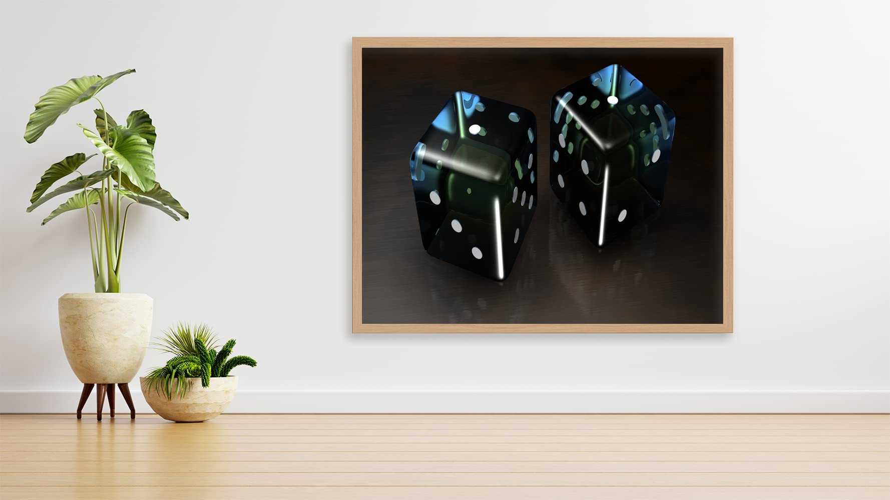 VERRE ART Printed Framed Canvas Painting for Home Decor Office Studio Wall Living Room Decoration (34x22inch Wooden) - black dice animados