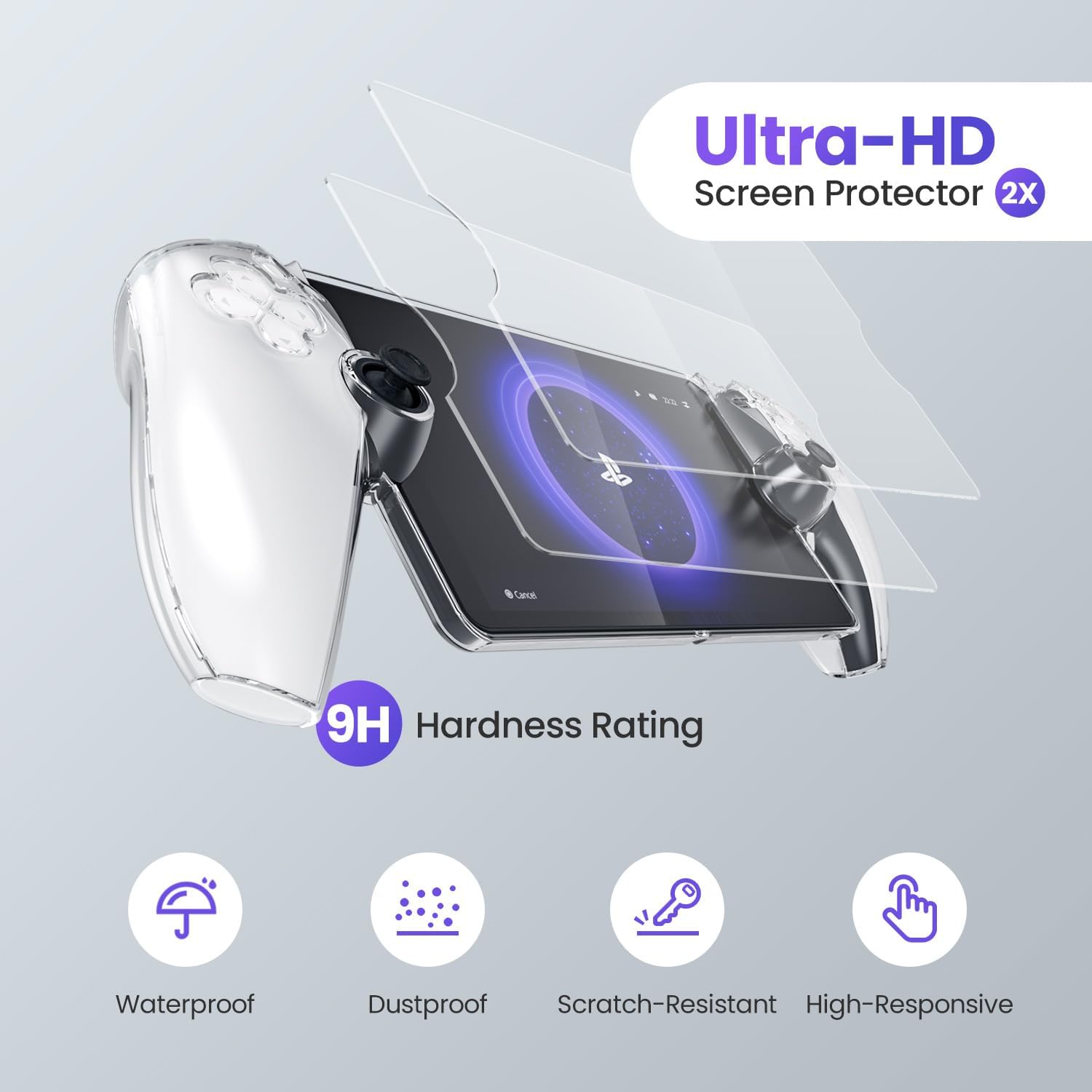 PS Portal Protection Travel Set EVA Hard Carrying Case for PlayStation Portal Remote Player, Snug-Fit Clear Protective Cover, 2 HD Screen Protectors, Portable PS5 Portal Accessories image 5