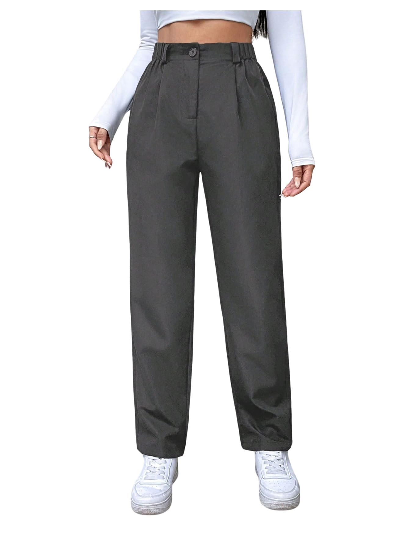 SOLY HUX Womens High Waisted Pleated Pants Straight Leg Casual Work Office Trousers Pants