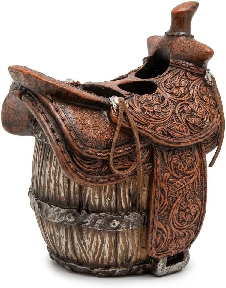 The Bridge Collection Western Saddle Toothbrush Holder - Country Western Bathroom Decor for Native, Country, Cabin Home