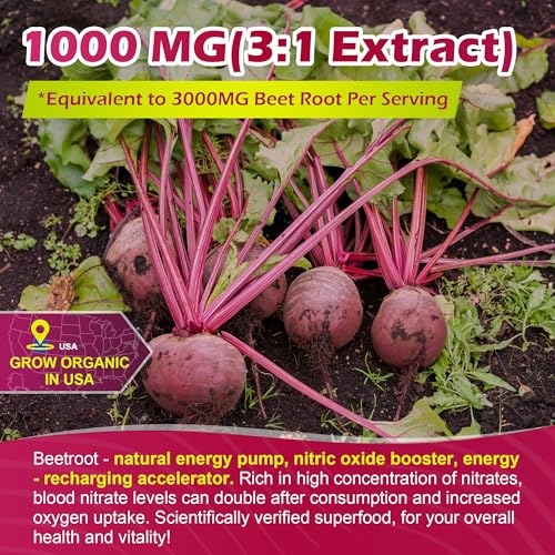 Image of Organic Beet Root Gummies with L-Citrulline & L-Arginine, Nitric Oxide Supplements for Men and Women, Grape Seed, Pomegranate, Saffron for Circulation, Vascular & Vitality, Vegan, Sugar Free, 120 Cts