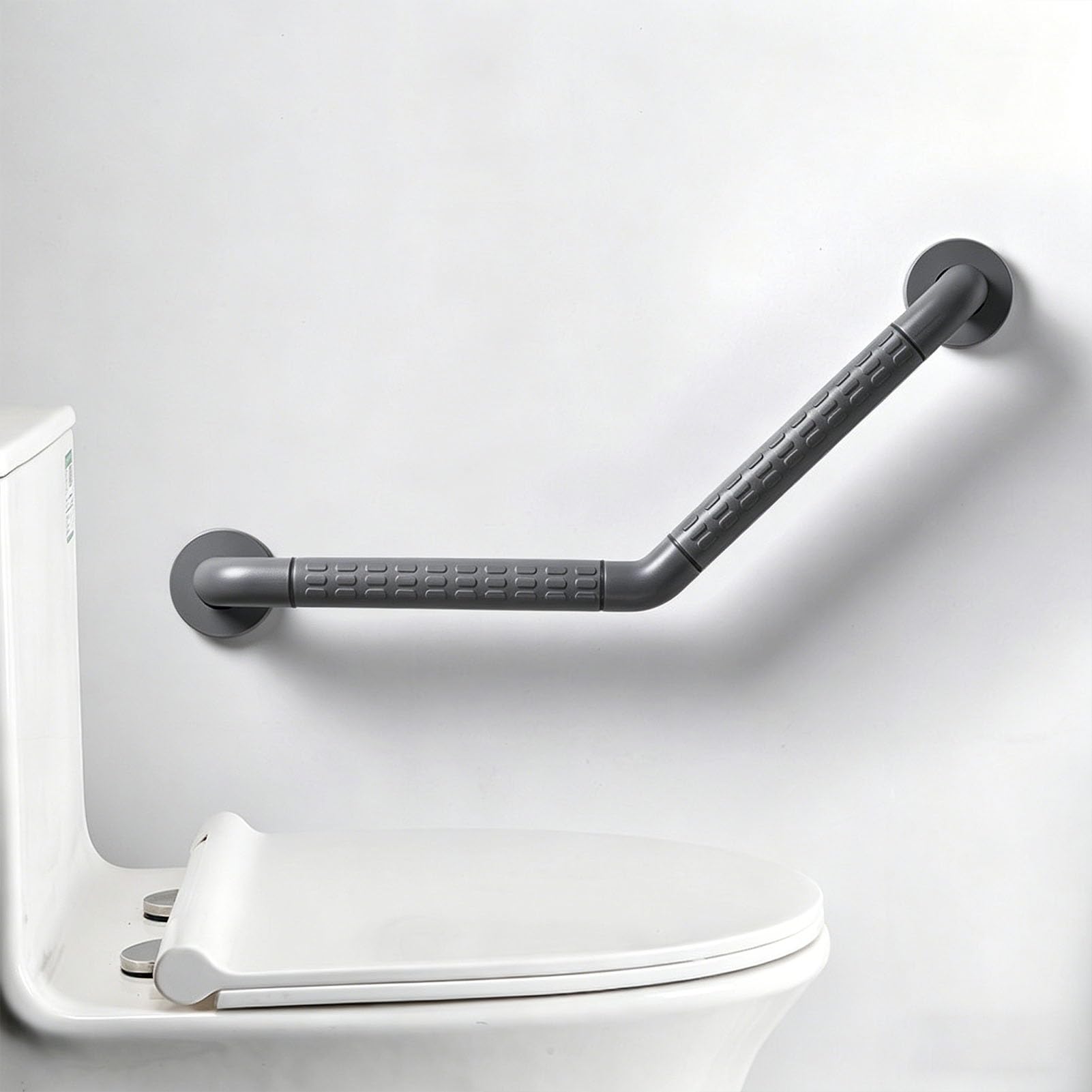 Toilet Grab Bars, Angled 30cm 45cm Wall Mount Anti Slip Bathroom Hand Rail for Bathtubs and Showers, Handicap Elderly Injury Mobility Aid Handle with Fluorescence Ring(30x30cm/11.8