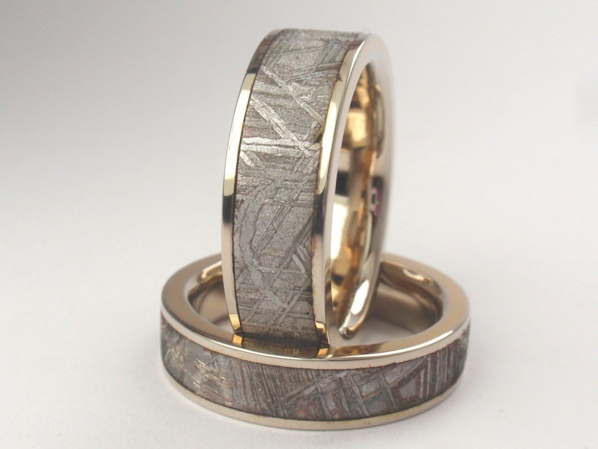 Men's Gibeon Meteorite White Gold Wedding Band
