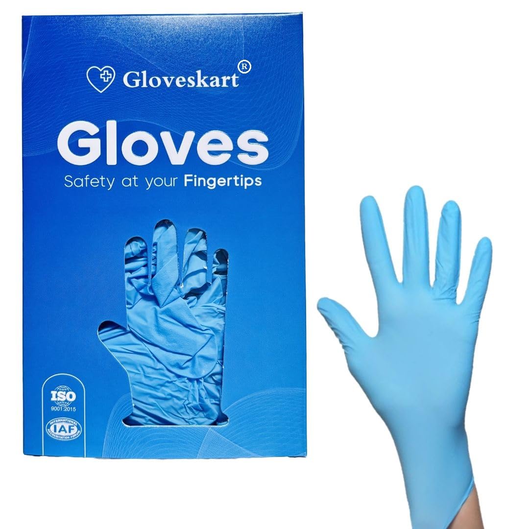 GLOVESKART® SKY BLUE NITRILE GLOVES (SIZE: S,M,L)(PACK OF 20,30,50,80,100 & up to 1000 Pieces) CE,FDA,ISO,IAF Certified,Food Grade,Multi-Purpose,Powder Free,Exact Quantity Count (Large, 500) (B0D425R8JG) Amazon Price History, Amazon Price Tracker