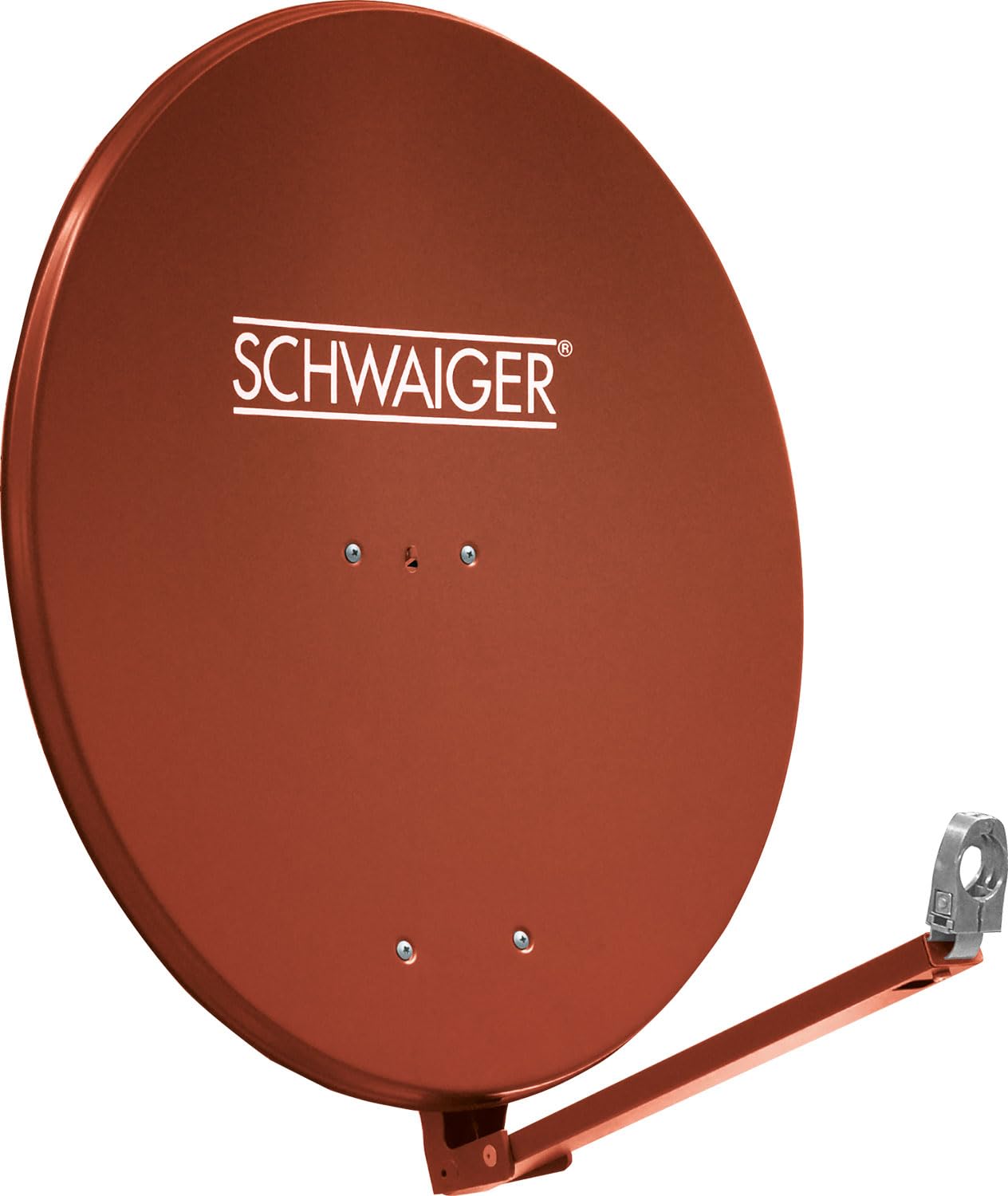 SCHWAIGER 265 Antenna satellitare 88cm Antenna SAT in alluminio Impianto satellitare Offset Antenna LNB Braccio di supporto Montaggio su palo Specchio satellitare Rosso mattone