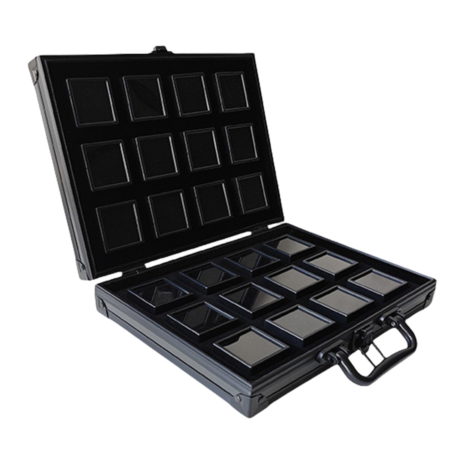 Caja de almacenamiento de joyería de aleación de aluminio resistente con cerradura para almacenamiento seguro y fácil transporte de piedras preciosas Organización Vitrina segura de joyería