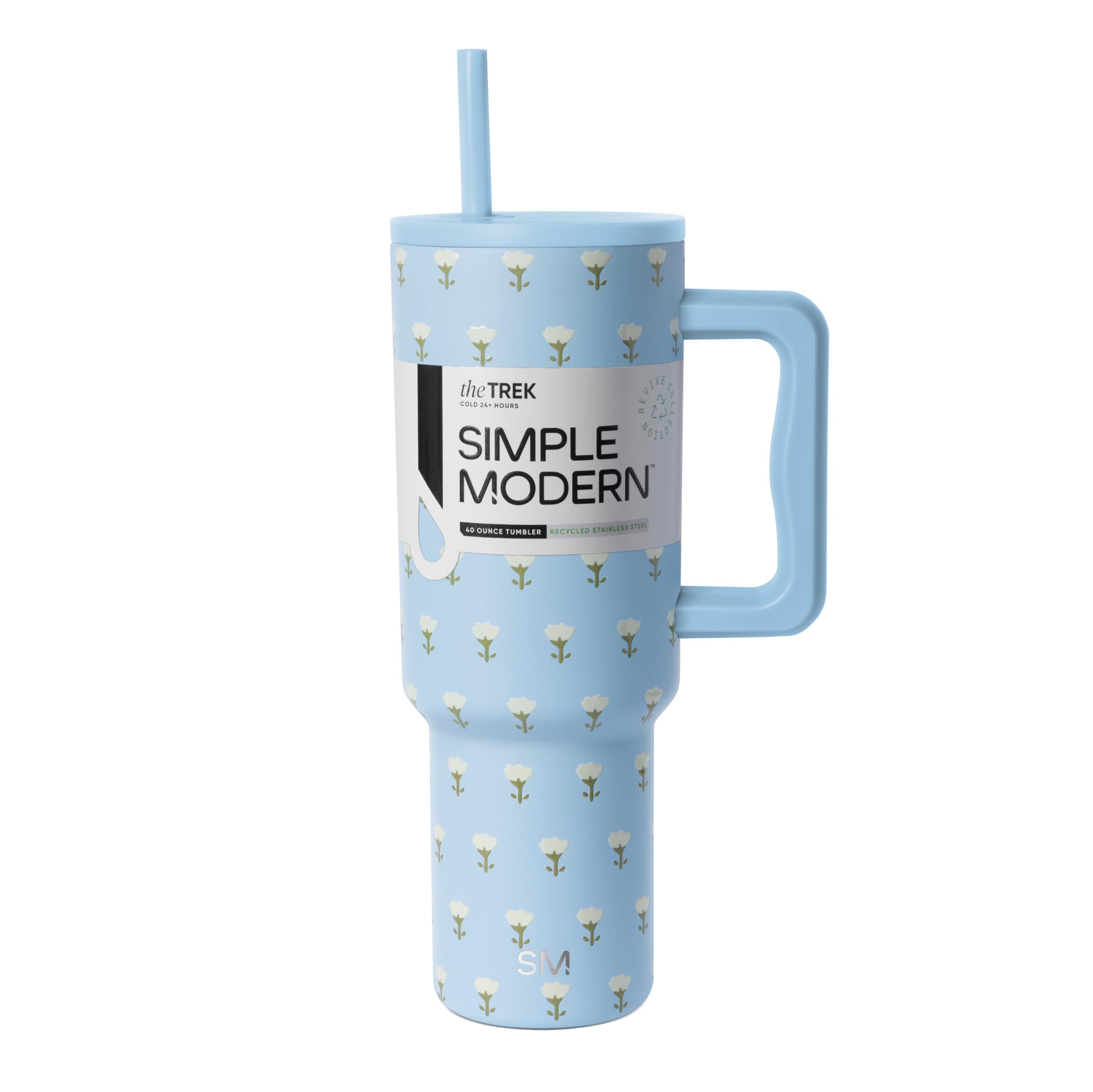 Simple Modern Tumbler with Handle and Straw | 40oz | Floral
