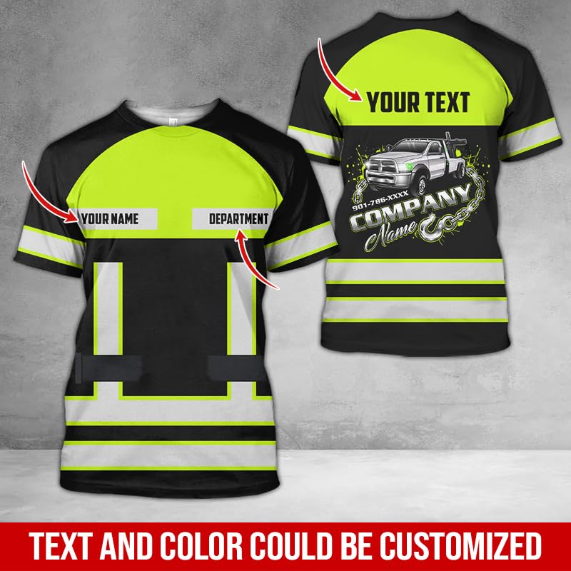 Personalized Tow Truck Uniform 3D All Over Print T-Shirt, Custom Name Trucker Shirt, Gift for Men Full Size S-5XL TKGTS0232