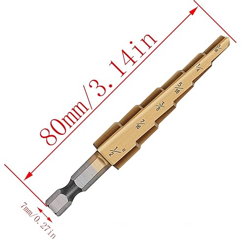 Miniatura 2 de CHENJIN Imperial Step - Juego de brocas (3 tamaños), con bolsa de tela y vástago hexagonal, para perforar y cortar
